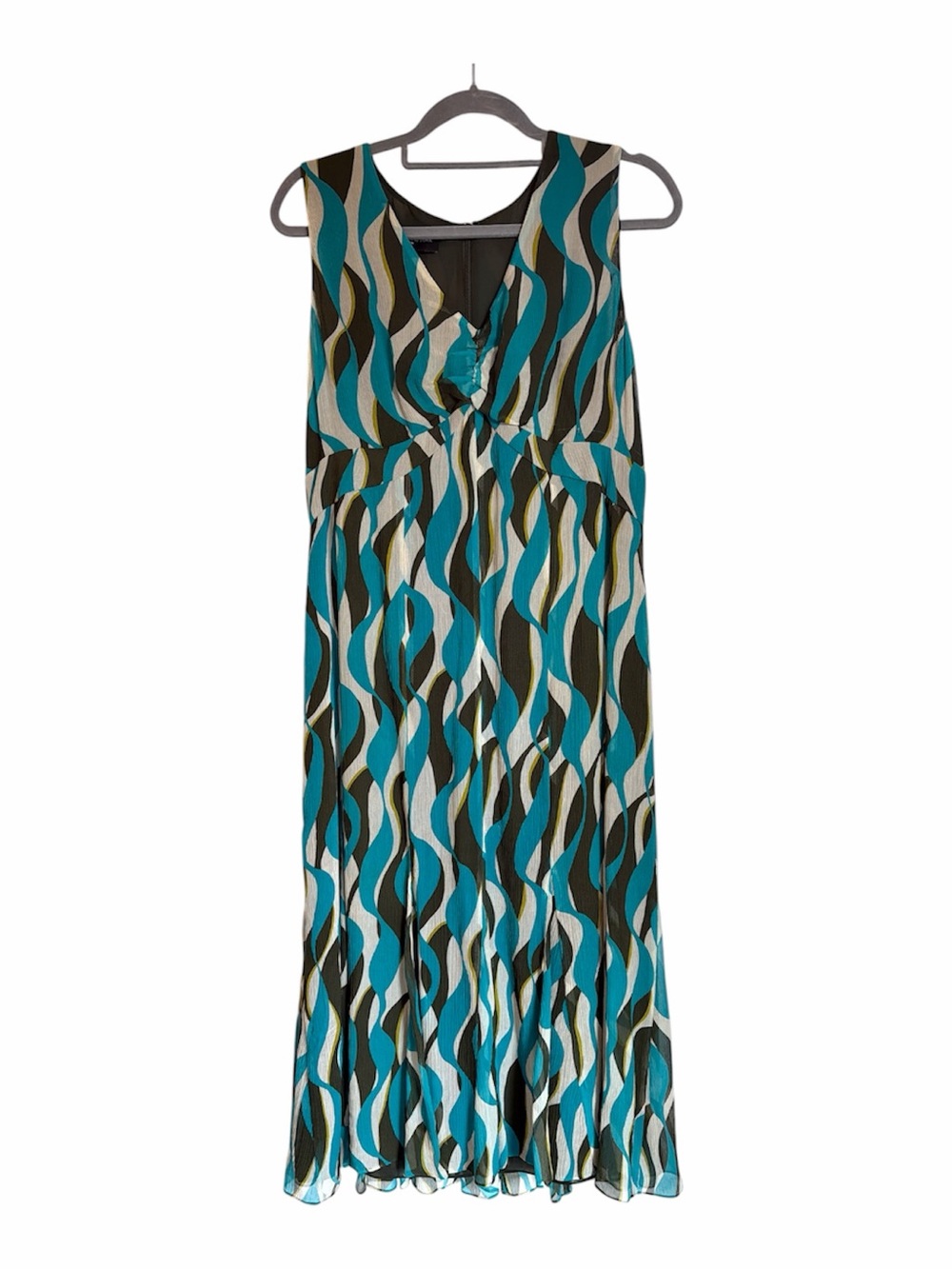 Jones New York Collection 100% Silk Abstract Fit & Flare Midi Dress 14